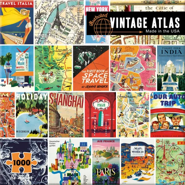Vintage Atlas - 1000pc Jigsaw Puzzle By Re-marks