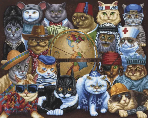 Cats Around the World - 1000pc Jigsaw Puzzle by Dowdle