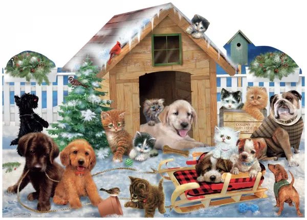 Playing in the Snow - 900pc Shaped Jigsaw Puzzle By Sunsout