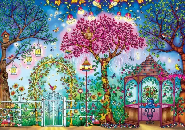 SECRET GARDEN: Johanna Basford SONGBIRD GARDEN - 500pc Coloring Book Jigsaw Puzzle by Buffalo Games