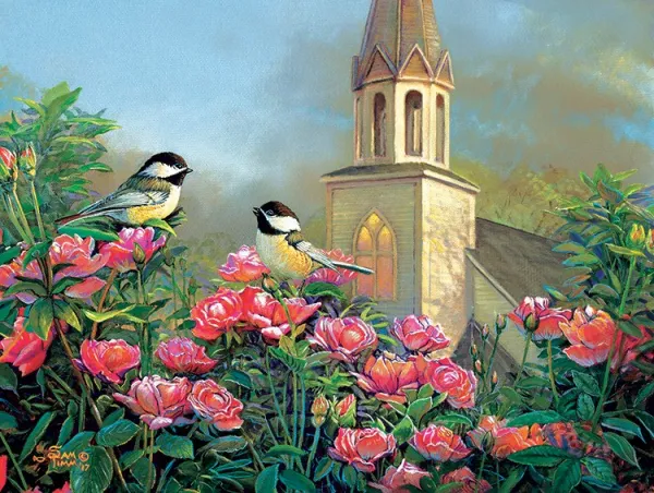 Wedding Bell Chickadees - 500pc Jigsaw Puzzle by Sunsout