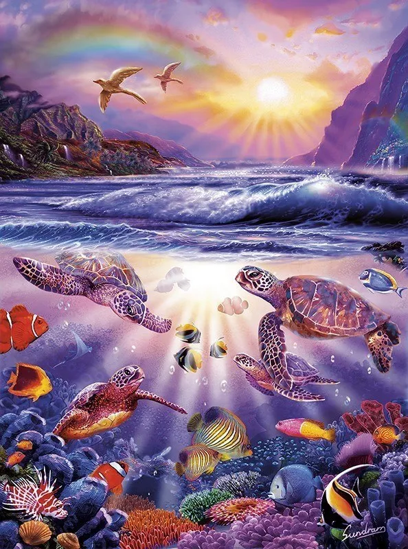 Marine Color: Turtle Bay - 1000pc Jigsaw Puzzle by Buffalo Games