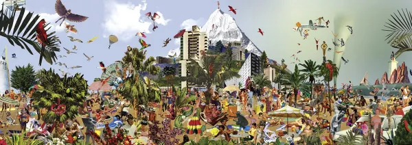 At the Beach - 2000pc Panoramic Jigsaw Puzzle By Heye