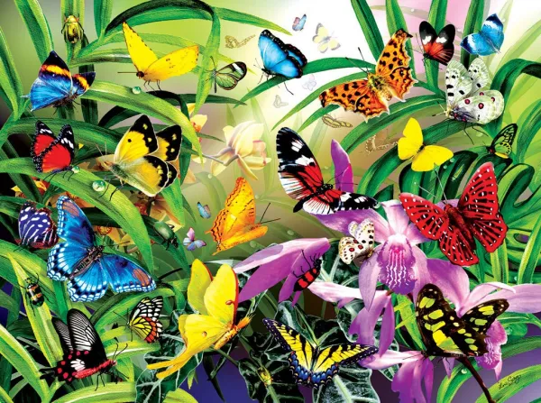 Tropical Butterflies - 1000pc Jigsaw Puzzle by Sunsout
