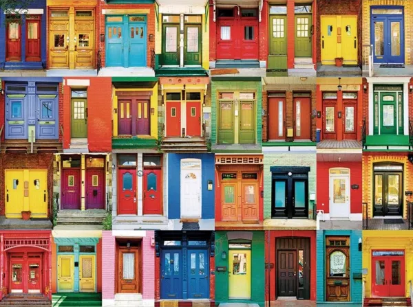 Colorful Montreal Doors - 1000pc Jigsaw Puzzle by Lafayette Puzzle Factory