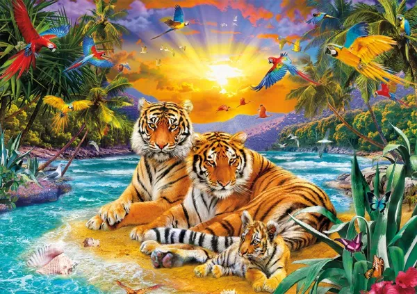 Amazing Nature: Sunset Tigers - 500pc Jigsaw Puzzle By Buffalo Games