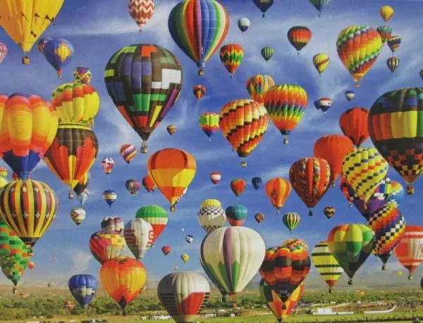 Hot Air Balloon Mass Ascension, Albuquerque - 1000pc Jigsaw Puzzle by Lafayette Puzzle Factory