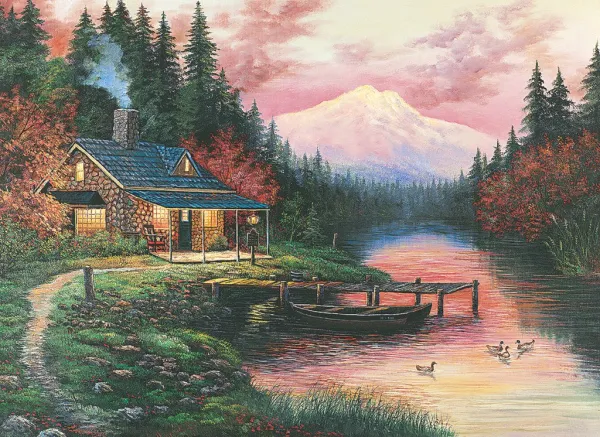 Cottage By The Lake - 500pc Jigsaw Puzzle by Tomax