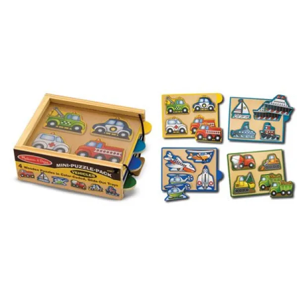 Vehicles Puzzle Packs - 4 x 4pc Jigsaw Puzzles by Melissa &amp; Doug