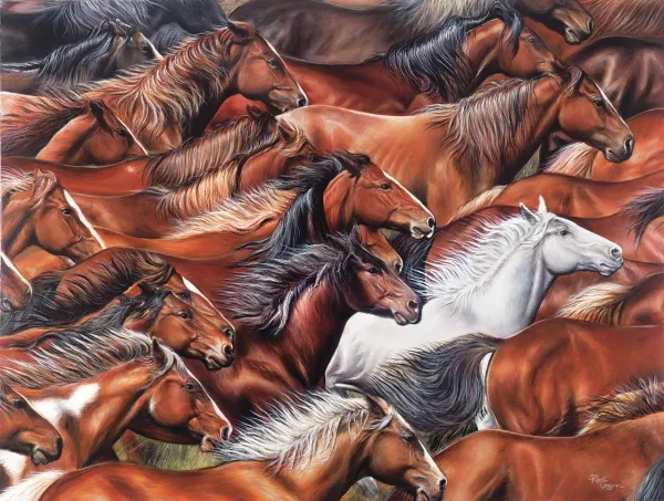 Horse of a Different Color - 500pc Jigsaw Puzzle By Sunsout