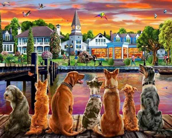 Dockside Dogs - 1000pc Jigsaw Puzzle by Vermont Christmas Company