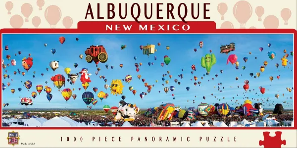 Cityscape: Albuquerque Balloons - 1000pc Panoramic Jigsaw Puzzle By Masterpieces