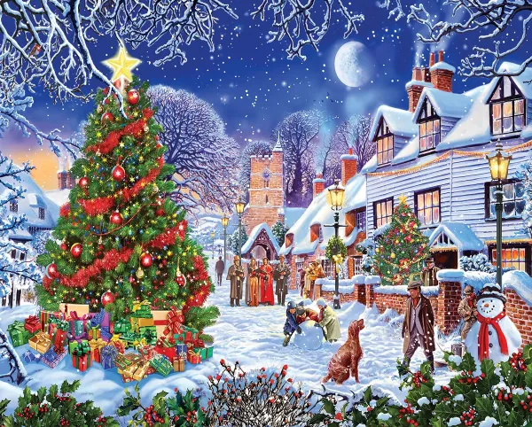 Village Christmas Tree - 1000pc Jigsaw Puzzle By White Mountain