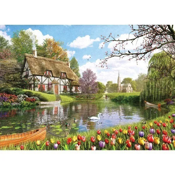 Picture Perfect II: Tulip Garden Cottage - 1000pc Jigsaw Puzzle by Holdson