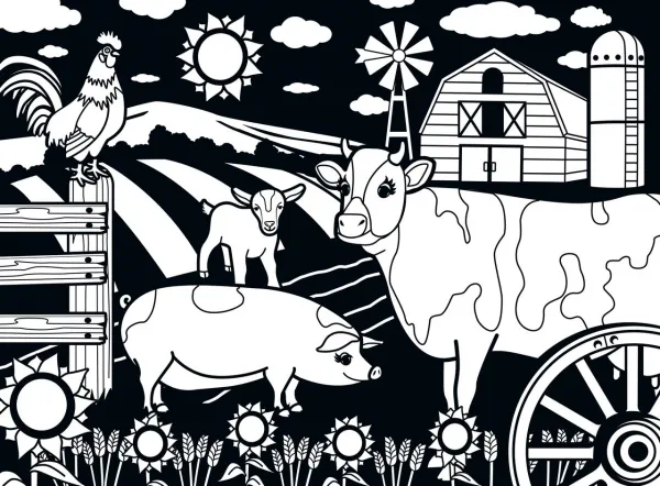 Farm - 60pc Coloring Jigsaw Puzzle by Masterpieces