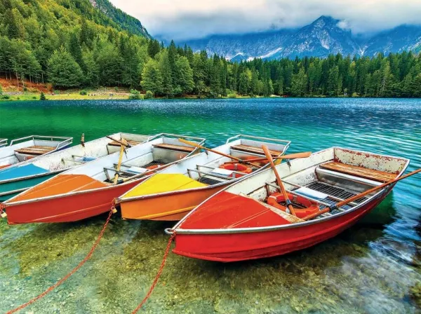 Kodak: Colorful Boats on the Lake - 350pc Jigsaw Puzzle by Lafayette Puzzle Factory
