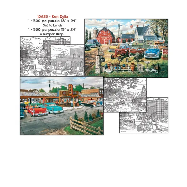 Ken Zylla: Coloring Pages and 500pc and 550pc Jigsaw Puzzle Set by Sunsout