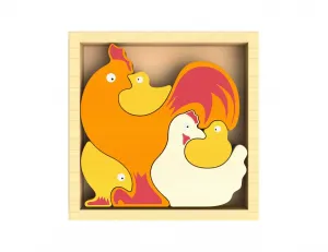 Chicken Family - EcoFriendly Wooden Puzzle by BeginAgain   			  					NEW