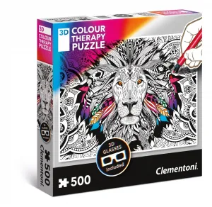 3D Color Therapy: Lion - 500 pc Jigsaw Puzzle by Clementoni  			  					NEW