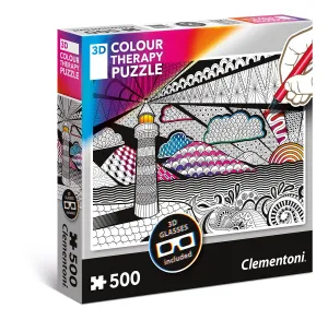 3D Color Therapy: Lighthouse - 500 pc Jigsaw Puzzle by Clementoni  			  					NEW