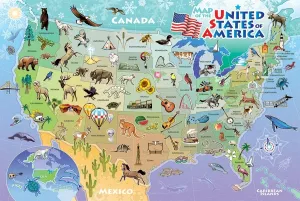 Map of the USA - 48pc Floor Jigsaw Puzzle By Cobble Hill  			  					NEW