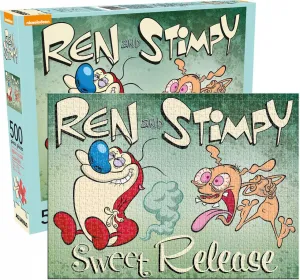 Ren &amp; Stimpy - 500pc Jigsaw Puzzle by Aquarius  			  					NEW