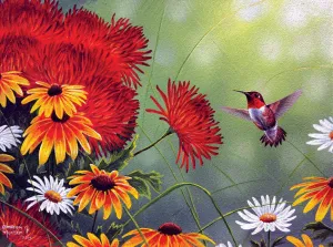 Hummingbird and Red Flower - 1000pc Jigsaw Puzzle by Sunsout