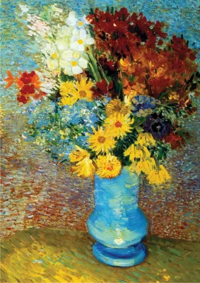 Flowers in Blue Vase: Van Gogh - 1000pc Jigsaw Puzzle by D-Toys