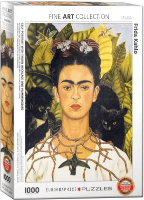Frida Kahlo &amp; Diego Rivera: Self-Portrait w/Thorn Necklace &amp; Hummingbird - 1000pc Jigsaw Puzzle by Eurographics