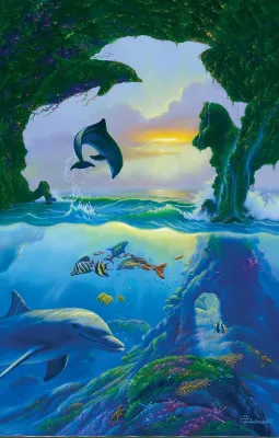 7 dolphins - 1000pc Jigsaw Puzzle By Sunsout  			  					NEW