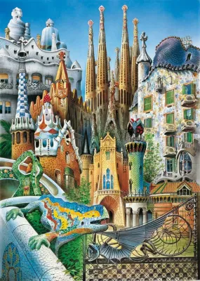 Collage Gaudi - 1000pc Miniature Jigsaw Puzzle by Educa