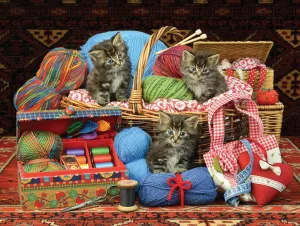 Kittens in the Basket - 500pc Jigsaw Puzzle by Sunsout
