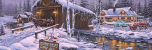 Holiday Gathering - 1000pc Panoramic Jigsaw Puzzle by Vermont Christmas Company