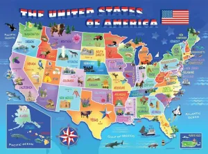 USA State Map - 100pc Jigsaw Puzzle by Ravensburger  			  					NEW