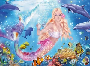 Mermaid &amp; Dolphins Glitter Series - 100pc Glitter Jigsaw Puzzle By Ravensburger