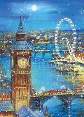 Snow Flakes on Big Ben - 1000pc Jigsaw Puzzle by Clementoni