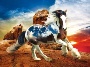 Into the Sunset -  Heavenly Horses  - 300pc Jigsaw Puzzle by Lafayette Puzzle Factory