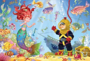 Mermaid &amp; Diver - 100pc Jigsaw Puzzle by Vermont Christmas Company  			  					NEW
