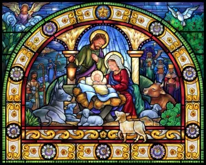 Stained Glass Holy Night - 1000pc Jigsaw Puzzle by Vermont Christmas Company