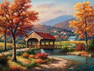 Covered Bridge in Fall - 500pc Jigsaw Puzzle By Sunsout